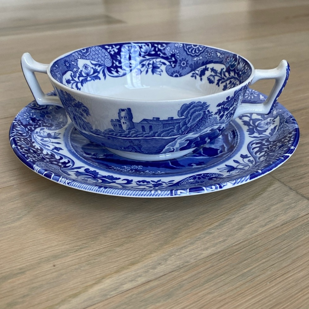 Spode Blue Italian Soup Cup and Saucer Set